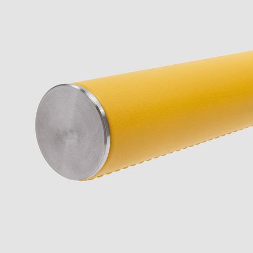 Leather handrail exposed metal end detail