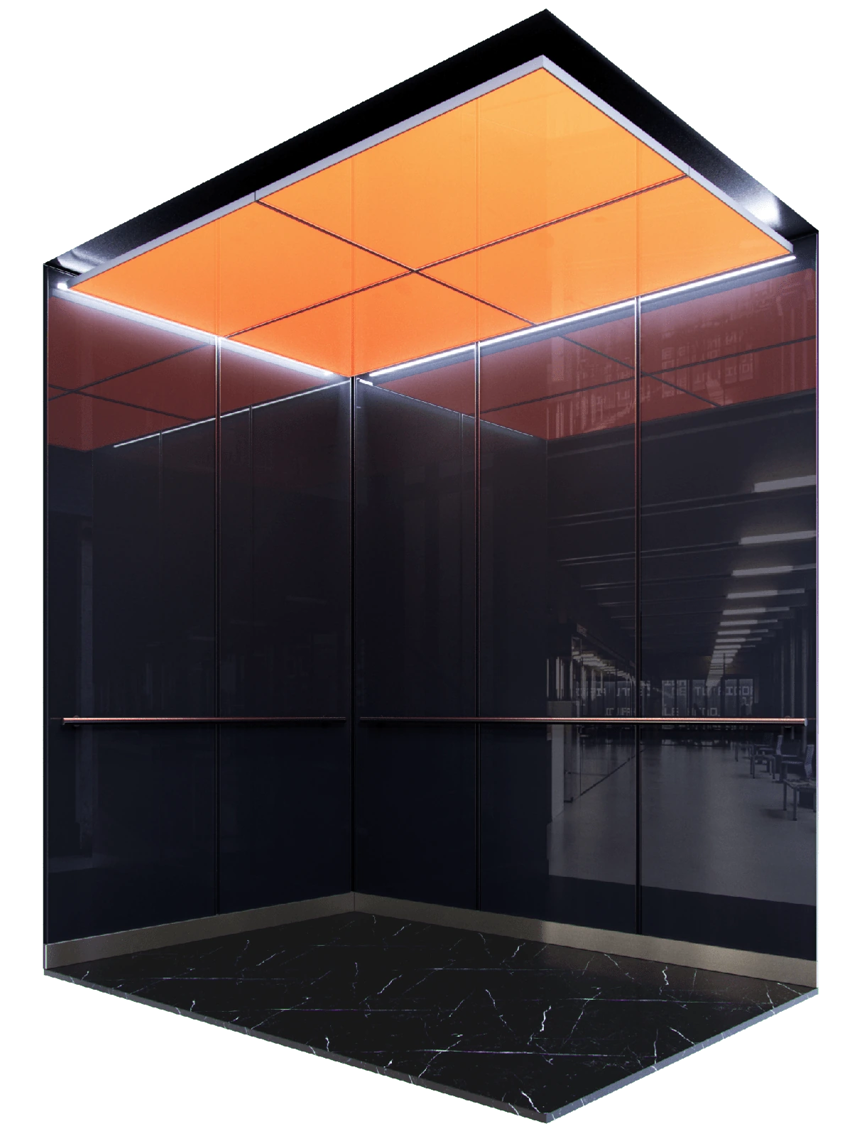 backlit-orange-glass-elevator-ceiling-on