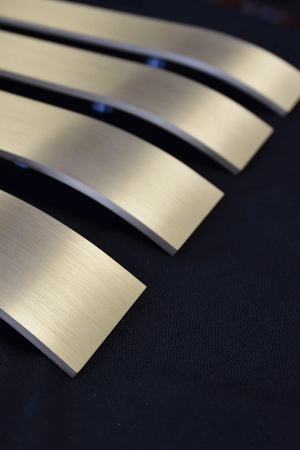 Flat bar brass crash bumper rail in brushed brass finish