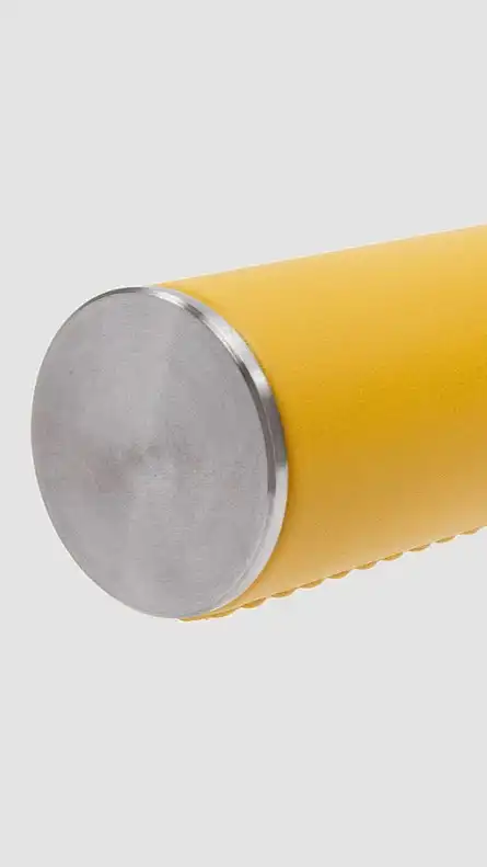 Leather wrapped stainless steel round elevator handrail